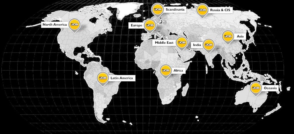 Encapsulating Growth: How Digital Marketing Protects and Scales JCB & Aftermarket Parts Businesses Globally JCB Dealer Distribution World Map 1024x467